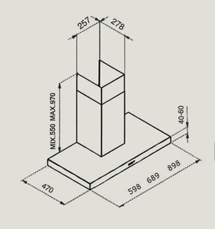 شفاط سوبر غاز 90سم حرف تي  ايطالي قوة 1000