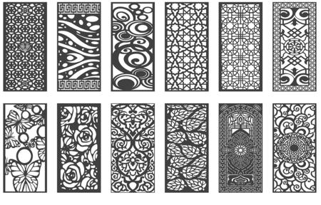 120 تصميم زخارف CNC ليزر بصيغة DXF - بارتشن - أبواب - حديد / خشب / ألمنيوم 1010-10