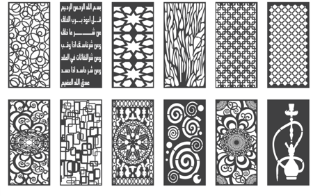 120 تصميم زخارف CNC ليزر بصيغة DXF - بارتشن - أبواب - حديد / خشب / ألمنيوم 1010-10