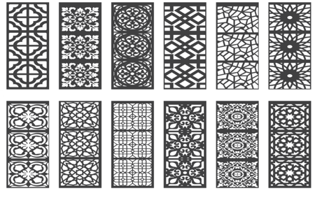 120 تصميم زخارف CNC ليزر بصيغة DXF - بارتشن - أبواب - حديد / خشب / ألمنيوم 1010-10