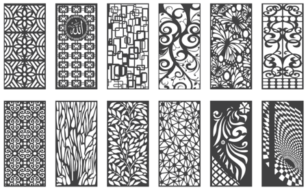 120 تصميم زخارف CNC ليزر بصيغة DXF - بارتشن - أبواب - حديد / خشب / ألمنيوم 1010-10