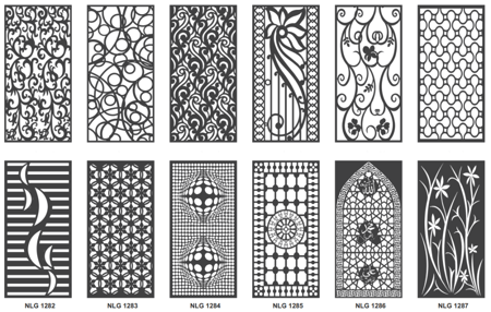120 تصميم زخارف CNC ليزر بصيغة DXF - بارتشن - أبواب - حديد / خشب / ألمنيوم 1010-10