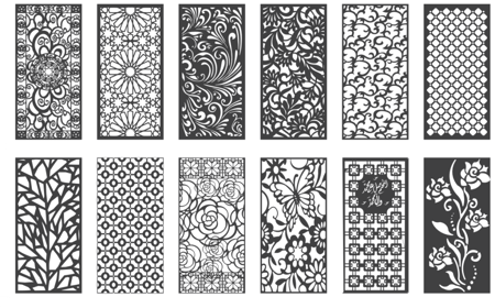 120 تصميم زخارف CNC ليزر بصيغة DXF - بارتشن - أبواب - حديد / خشب / ألمنيوم 1010-10