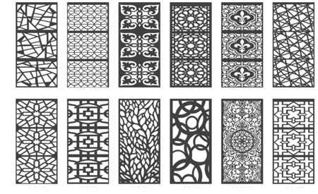 120 تصميم زخارف CNC ليزر بصيغة DXF - بارتشن - أبواب - حديد / خشب / ألمنيوم 1010-10