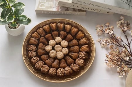 تمر شوكلاتة كبير ( صحن ذهبي )