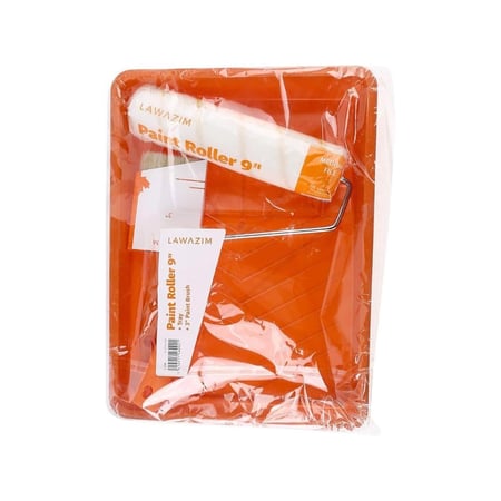 رول و فرشاة وصحن دهان