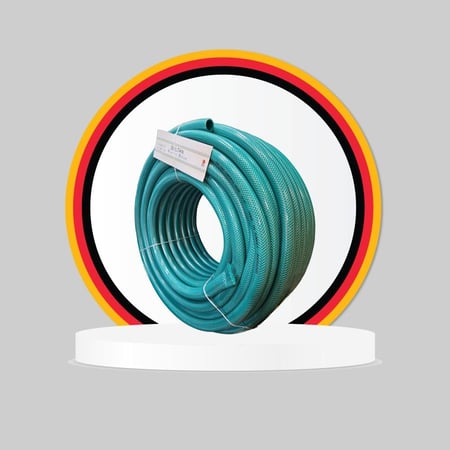 خرطوم 1/2 بوصة 13 ميلي طول 50 متر . لي سميك عالي الجودة مبطن بلون الأخضر PVC صافي . ضمان 5 سنوات
