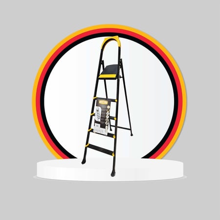 سلم 5 درجات مع مسطبة . معدن قوي و متين خفيف الوزن  . سهل الاستخدام . مناسب للمنازل و الأعمال . ستيل مقاوم للصدأ مع الدهان الحراري والأطراف مدعمة بحواف بلاستيكية قوية .