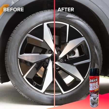 منظف وملمع الفوم لاطارات السيارات . فقط بمسحة سريعه بالمنديل . حماية الاطارات وكأنه جديد