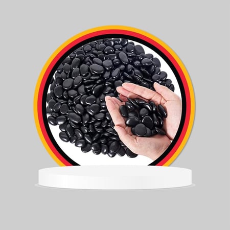 حصى زينة سوداء ناعمة مصقول لامع لحوض السمك والنباتات والمناظر الطبيعية وديكور المنزل الداخلي والخارجي، حصى صخور متينة للديكور