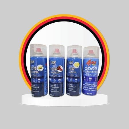 معطر و مزيل الروائح . .بخاخ المعطر المميز يزيل رائحة التدخين و الطعام و الروائح الكريهة من السيارات و المكاتب و الغرف ويبدل الجو لشعور منعش  .سعة 450 ميلي . متوفر بدون رائحة و مع روائح مميزة