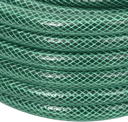 خرطوم 1/2 بوصة 13 ميلي طول 50 متر . لي سميك عالي الجودة مبطن بلون الأخضر PVC صافي . ضمان 5 سنوات