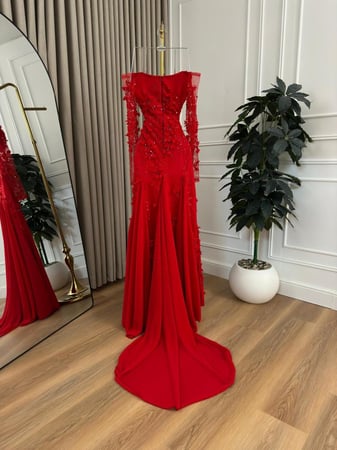 فستان احمر مورد انيق