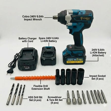 دريل امباكت (مفك عجلات) 800 نيوتن - طقم 30 قطعة (D-2)