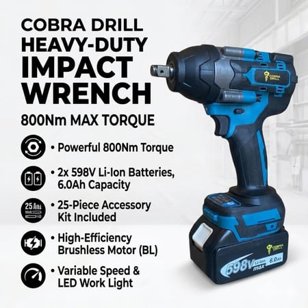 دريل امباكت (مفك عجلات) 800 نيوتن - طقم 30 قطعة (D-2)