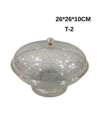 طبق تقديم أكريليك شفاف بغطاء كروي – 26×26×10 سم