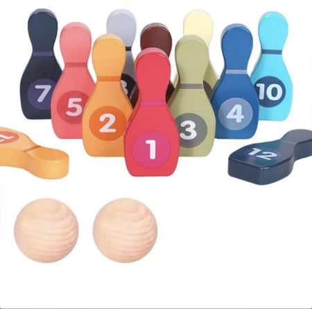 لعبة بولينج خشبي للأطفال -لتنمية العديد من المهارات الحركية