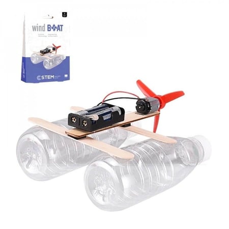 لعبة قارب الرياح الخشبي-تجربة STEM