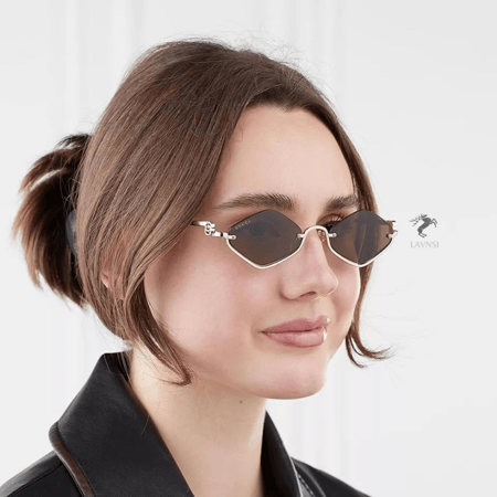 نظارة قوتشي الناعمة بإطار ذهبي  وعدسات بنيه