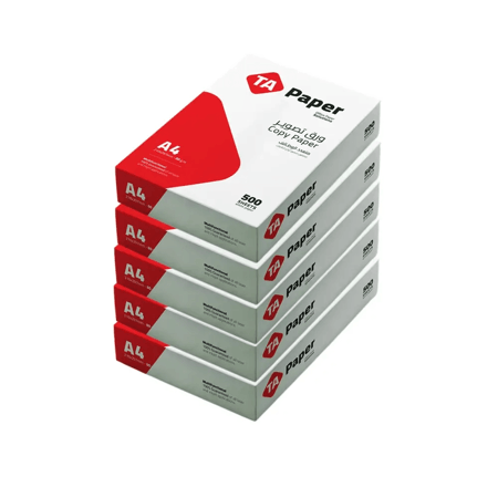 كرتون أوراق طباعة A4 عدد 5 رزمة 500 ورقة  شديدة البياض