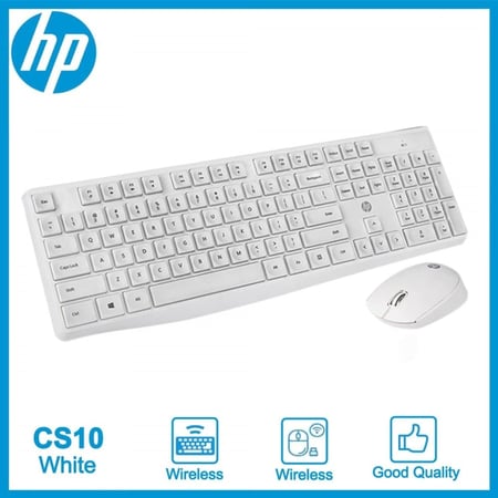 HP كيبورد وماوس لاسلكي USB كومبو CS10 - ابيض