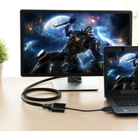 محول HDMI الى VGA مع الصوت ذكر الى انثى لسطح المكتب واللابتوب وشاشة العرض والتلفزيون HD وكروم بوك (اسود)