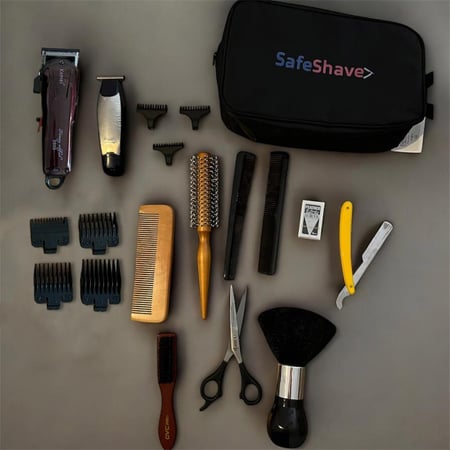 شنطة الحلاقة المتكاملة | أدواتك الخاصة – مع مكينة تحديد