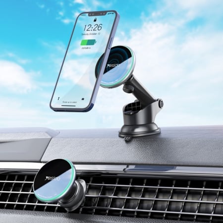 قاعد للسيارة بشاحن وايرلس تدعم خاصية الماق سيف c132