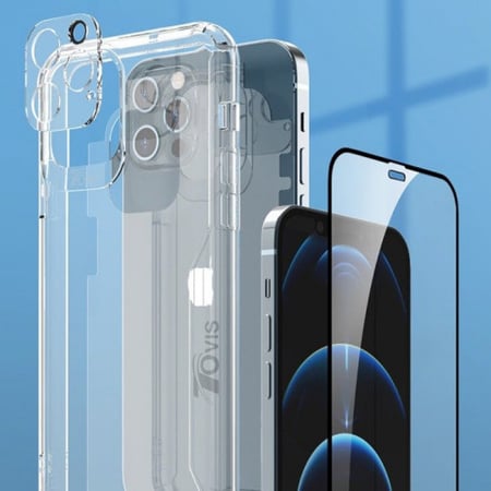 بكج حماية للايفون من  توفز كلير شفاف + ملاقيف  اضافي
