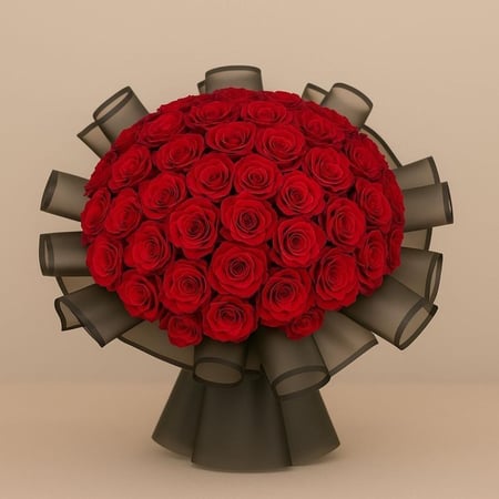 باقة الورد الجوري الأحمر بتغليفات مختلف 70 ورده