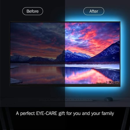شريط اضاءة ليد ملون بطول 3 متر يعمل على USB لاضاءة خلف شاشات التلفزيون والكمبيوتر مع جهاز تحكم