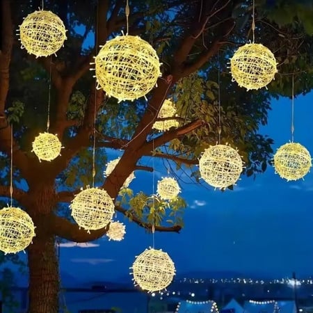 كرة إضاءة ديكورية قطر 20 سم، شفاف لون الانارة اصفر