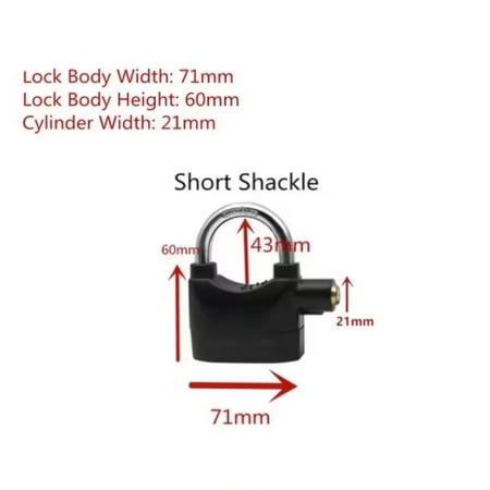 قفل انذار مضاد للسرقة مع 3 مفاتيح اسود