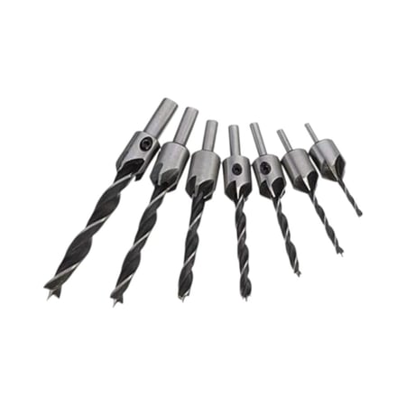 طقم ريش دريل شنيور كهربائي بتخويش مخروطي مخدد اتش اس اس 5 مكون من 7 قطع