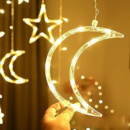 لمبة زينة رمضان اشكال ( هلال ونجمه ) 6 قطع بطول 2 متر اضاءة ليد LED