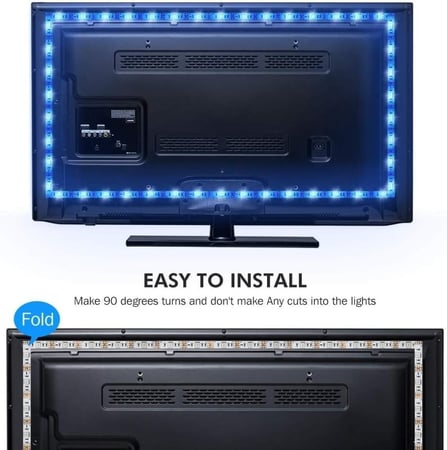 شريط اضاءة ليد ملون بطول 3 متر يعمل على USB لاضاءة خلف شاشات التلفزيون والكمبيوتر مع جهاز تحكم