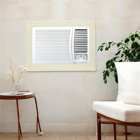 برواز ايطار مكيف شباك جاهز مقاس 24 مصنوع من الخشب لون سكري 67 × 46 سم