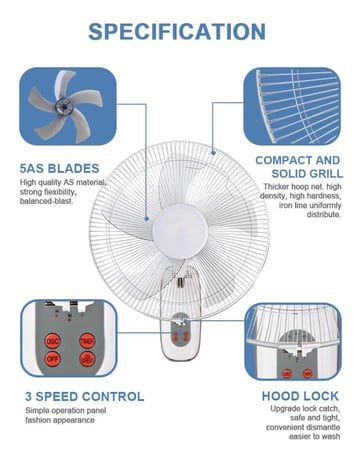 مروحة جدار 16 بوصه فوجي FOUJ ابيض ريموت