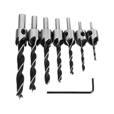 طقم ريش دريل شنيور كهربائي بتخويش مخروطي مخدد اتش اس اس 5 مكون من 7 قطع