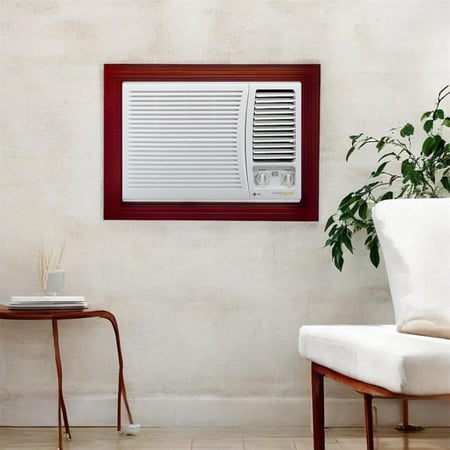 برواز ايطار مكيف شباك جاهز مقاس 18 مصنوع من الخشب لون بني 66 × 43 سم