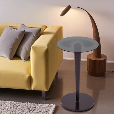 طاولة خدمة أنيقة قاعدة حديد لون أسود وسطح زجاج شفاف لون أسود