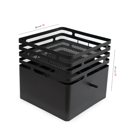 منقل فحم وحطب وغاز – تصميم مربع عصري ومتين متعدد الاستخدامات