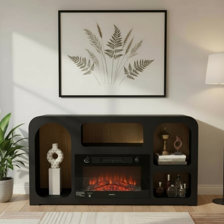 دفاية مدمجة بطاولة بلازما أسود