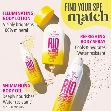 سول دي جانيرو بخاخ الجسم Rio Radiance™ SPF 50 الواقي من الشمس مع النياسيناميد