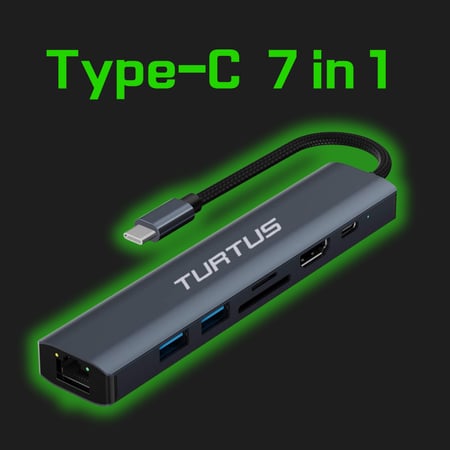 موزع تورتس تايب سي 7 في 1 TURTUS Type C 7-in-1 Hub