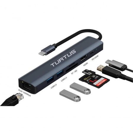 موزع تورتس تايب سي 7 في 1 TURTUS Type C 7-in-1 Hub