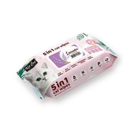 كيت كات مناديل مبللة 5 في 1 برائحة اللافندر 80 منديل - Kit Cat Wet Wipes 5 in 1 Lavender Scent 80 Sheets