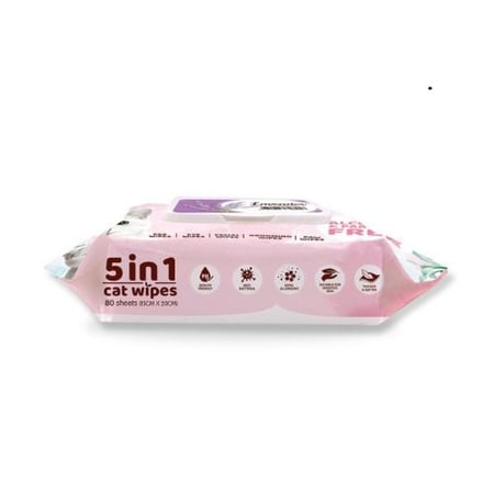 كيت كات مناديل مبللة 5 في 1 برائحة اللافندر 80 منديل - Kit Cat Wet Wipes 5 in 1 Lavender Scent 80 Sheets