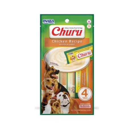 اينابا تشورو مكافآت هريسة الدجاج للكلاب  4*14 جم - INABA Churu Chicken Recipe Treat for Dogs 4x14g