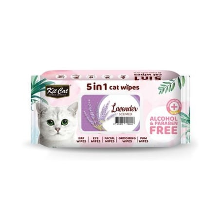كيت كات مناديل مبللة 5 في 1 برائحة اللافندر 80 منديل - Kit Cat Wet Wipes 5 in 1 Lavender Scent 80 Sheets